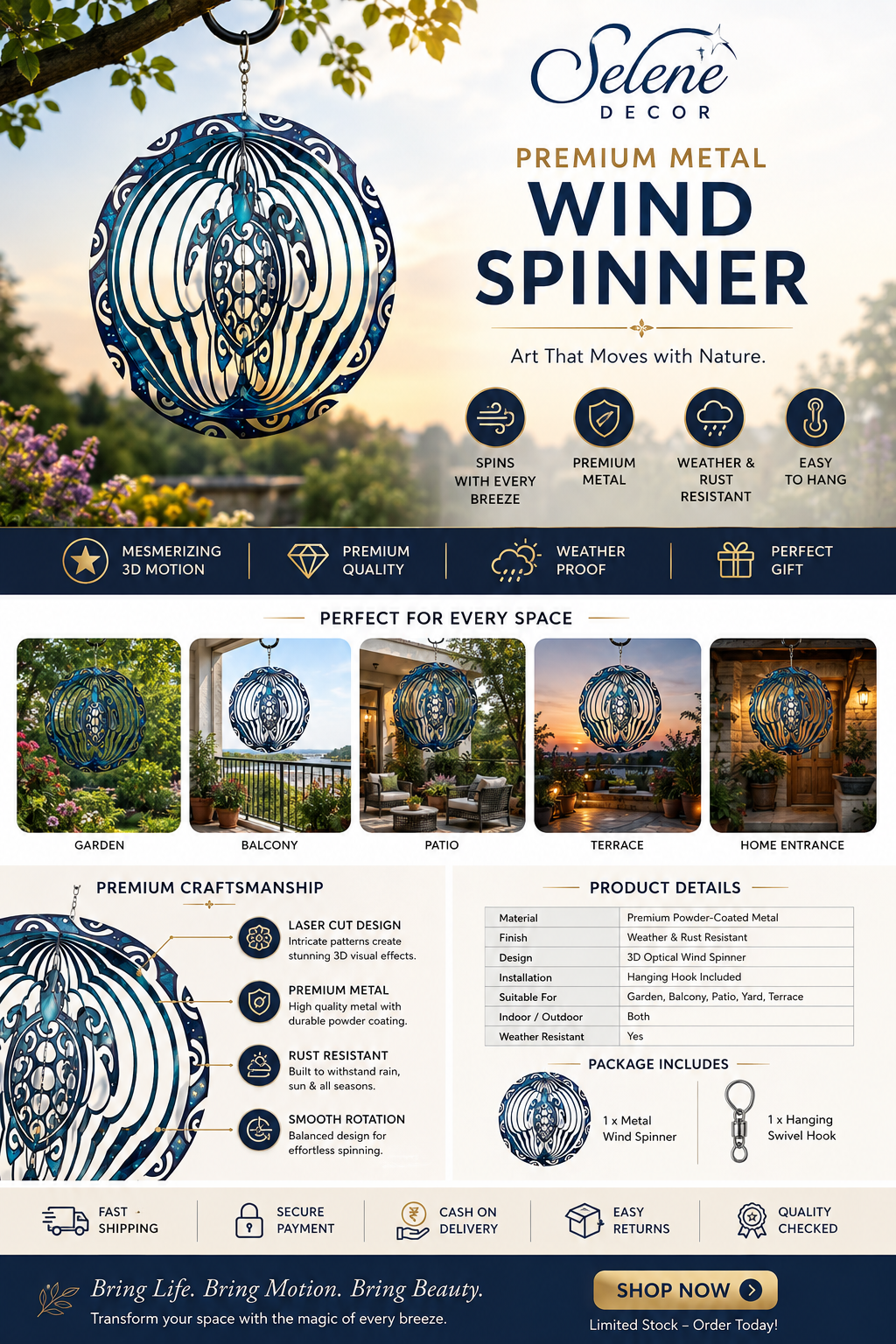 Selene™ Premium Metal Wind Spinner