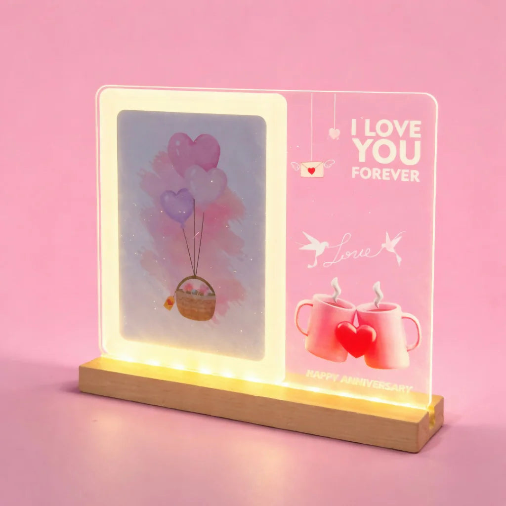 LED Acrylic Message Lamp With Wooden Base | Best for Birthday and Anniversary