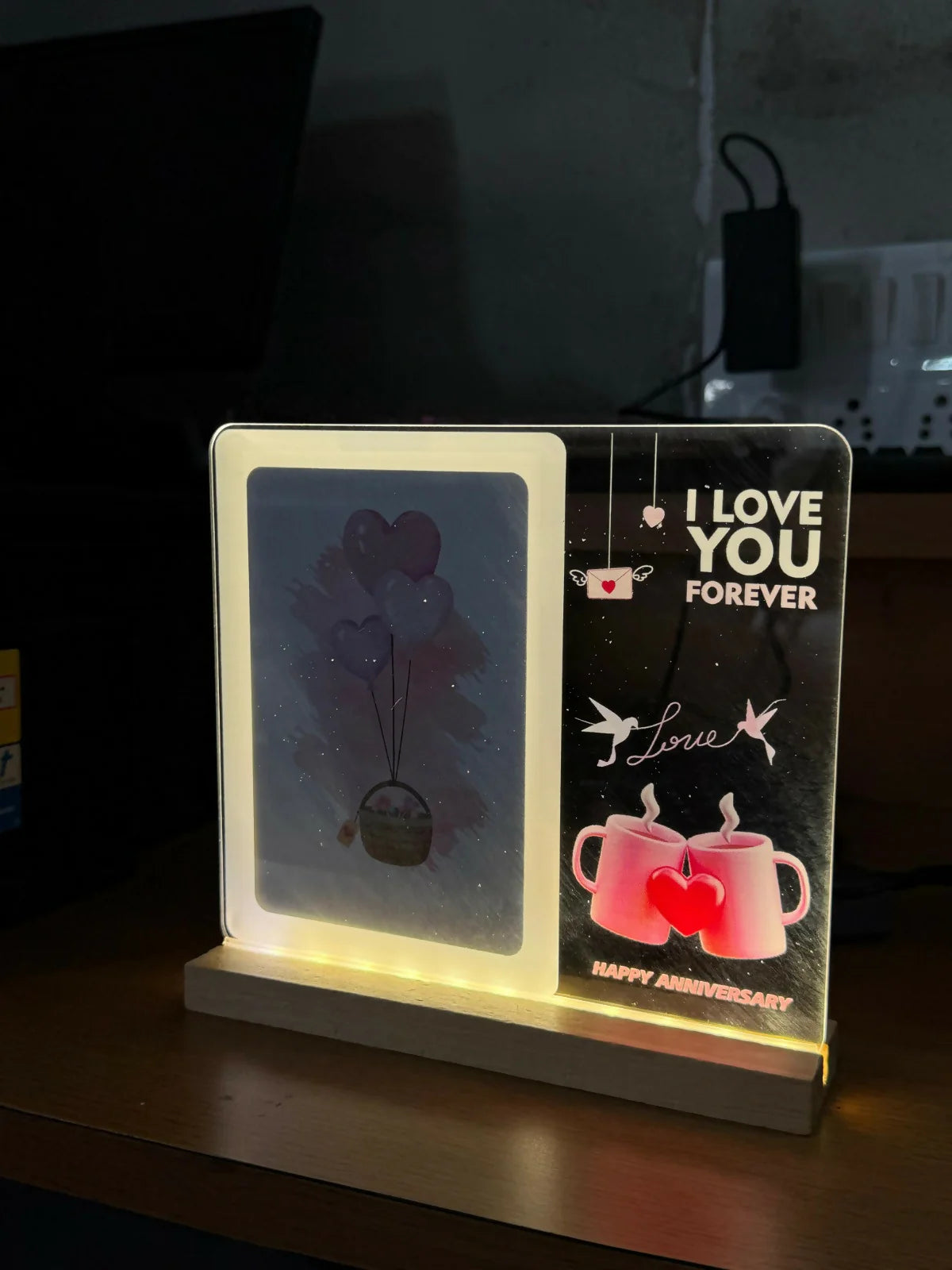 LED Acrylic Message Lamp With Wooden Base | Best for Birthday and Anniversary