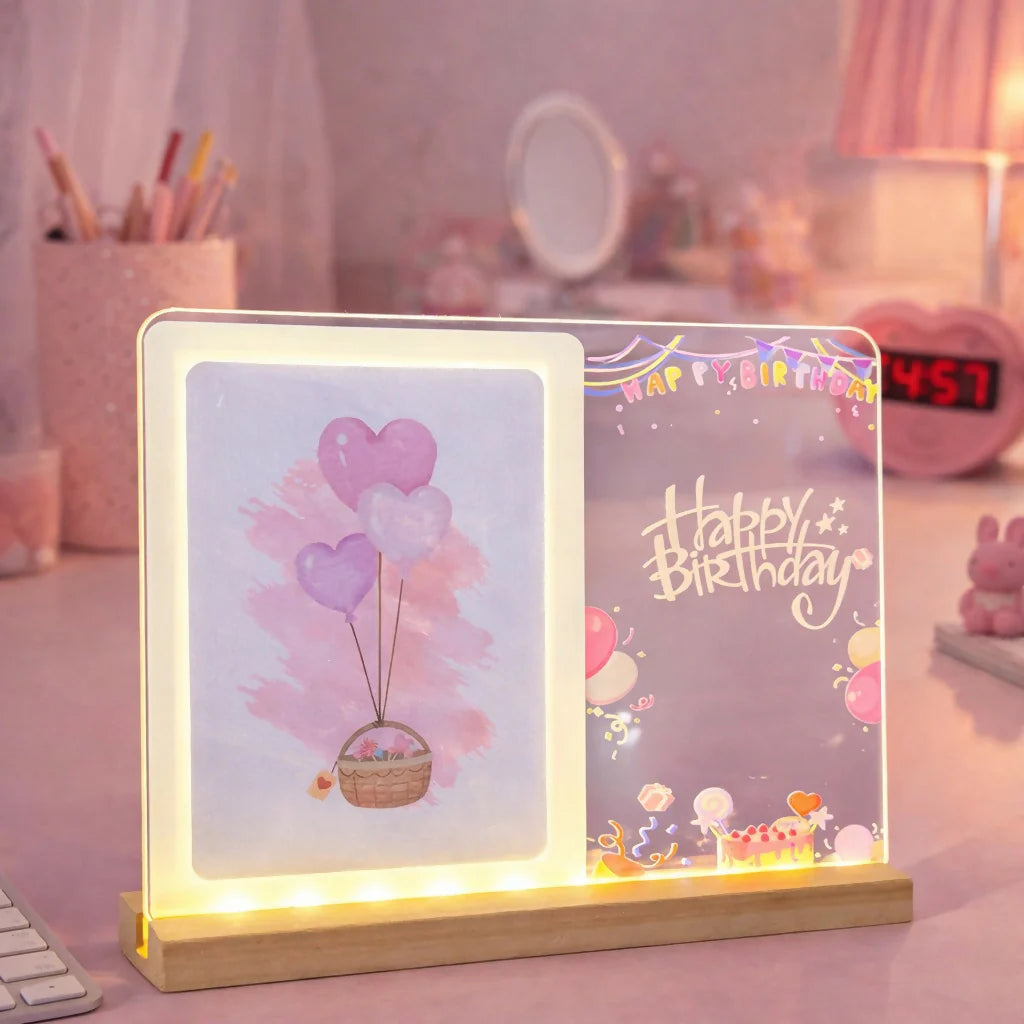 LED Acrylic Message Lamp With Wooden Base | Best for Birthday and Anniversary