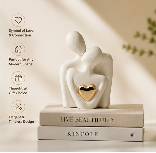 Golden Heart Couple Statue | Perfect for Anniversary, Birthday, etc.