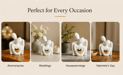 Golden Heart Couple Statue | Perfect for Anniversary, Birthday, etc.