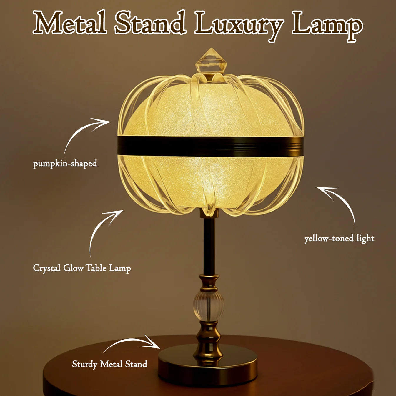 Luxury Bedside Lamp With Metal Stand For Living Room, Bedroom & Office Decoration